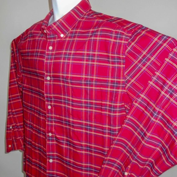 Saint Johns Bay Easy Care Men's Red Plaid Long Sleeve Button Down Shirt Size XXL - Picture 2 of 8